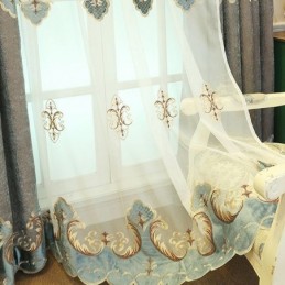 Cortinas Transparentes Bordadas Modernas De Tule Para Tratamento De Janelas Para Sala De Estar E Quarto