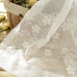 Cortina De Tela De Janela Bordada Feita Sob Medida Cortina Floral De Tule Branco Para Sala De Estar E Quarto