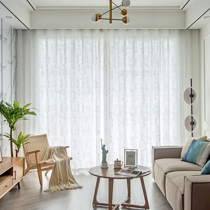 Cortinas Nórdicas De Tule Transparente, Elegante Cortina De Voile Branco, Feita Sob Medida, Painel Para Sala De Estar, Uma