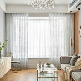 Cortinas Nórdicas De Tule Transparente, Elegante Cortina De Voile Branco, Feita Sob Medida, Painel Para Sala De Estar, Uma