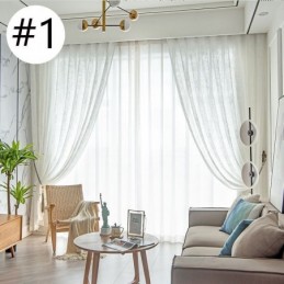 Cortinas Nórdicas De Tule Transparente, Elegante Cortina De Voile Branco, Feita Sob Medida, Painel Para Sala De Estar, Uma