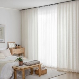 Cortinas Transparentes Modernas De Voile Branco Liso E Tule Para Sala De Estar E Quarto
