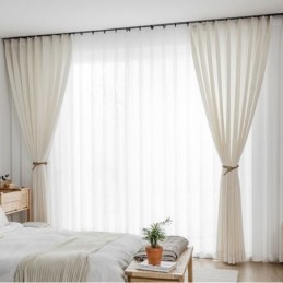 Cortinas Transparentes Modernas De Voile Branco Liso E Tule Para Sala De Estar E Quarto