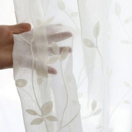 Cortinas De Voile Transparente Branco, Cortinas Decorativas Com Bordado De Videira Para Janela De Quarto