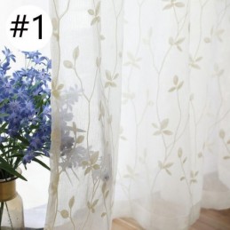 Cortinas De Voile Transparente Branco, Cortinas Decorativas Com Bordado De Videira Para Janela De Quarto