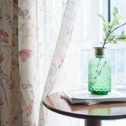 Cortina Rural Moderna Transparente Feita Sob Medida Com Estampa De Borboletas Para Quarto