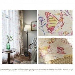 Cortina Rural Moderna Transparente Feita Sob Medida Com Estampa De Borboletas Para Quarto
