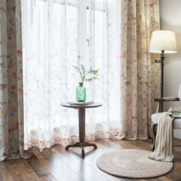 Cortina Rural Moderna Transparente Feita Sob Medida Com Estampa De Borboletas Para Quarto
