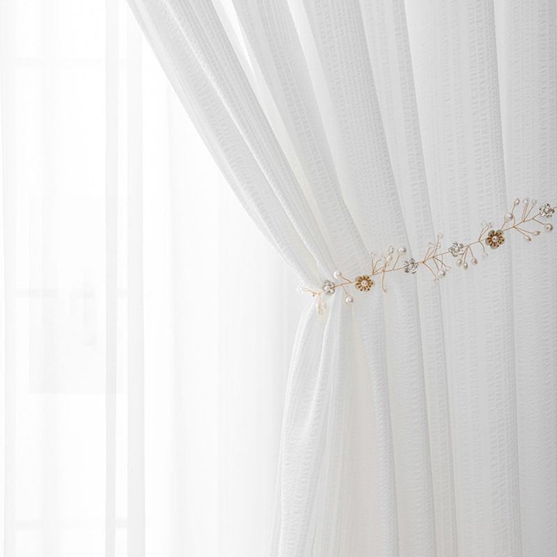 Cortina De Tule Voile Moderna Feita Sob Medida, Cor Sólida, Branca E Transparente Para Sala De Estar