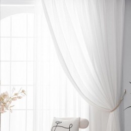 Cortina De Tule Voile Moderna Feita Sob Medida, Cor Sólida, Branca E Transparente Para Sala De Estar