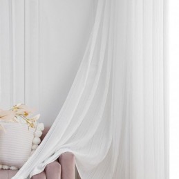 Cortina De Tule Voile Moderna Feita Sob Medida, Cor Sólida, Branca E Transparente Para Sala De Estar