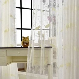 Cortina De Tule Bordado Transparente Feita Sob Medida Com Design De Pássaros Para Sala De Estar E Quarto