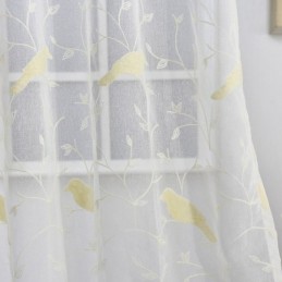 Cortina De Tule Bordado Transparente Feita Sob Medida Com Design De Pássaros Para Sala De Estar E Quarto