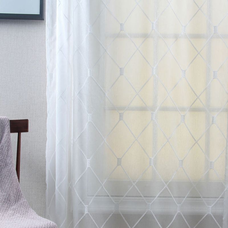 Cortinas Transparentes Com Padrão Geométrico Para Sala De Estar E Quarto