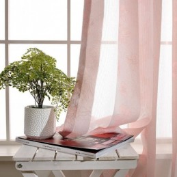 Cortina Simples Rural Transparente Feita Sob Medida, Tecido Jacquard Flor De Pêssego Para Quarto E Sala De Estar