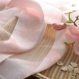 Cortina Simples Rural Transparente Feita Sob Medida, Tecido Jacquard Flor De Pêssego Para Quarto E Sala De Estar