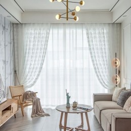 Cortinas Transparentes De Tule Floral, Elegante Cortina De Voile Branco, Feita Sob Medida, Painel Para Sala De Estar, Uma