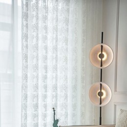 Cortinas Transparentes De Tule Floral, Elegante Cortina De Voile Branco, Feita Sob Medida, Painel Para Sala De Estar, Uma