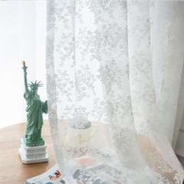 Cortinas Transparentes De Tule Floral, Elegante Cortina De Voile Branco, Feita Sob Medida, Painel Para Sala De Estar, Uma