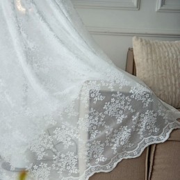 Cortinas Transparentes De Tule Floral, Elegante Cortina De Voile Branco, Feita Sob Medida, Painel Para Sala De Estar, Uma