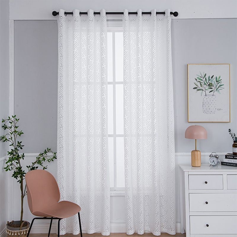 Cortinas Modernas De Tule Branco Para Quarto, Cortinas Transparentes Geométricas Feitas Sob Medida Para Janelas
