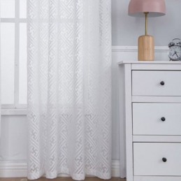 Cortinas Modernas De Tule Branco Para Quarto, Cortinas Transparentes Geométricas Feitas Sob Medida Para Janelas
