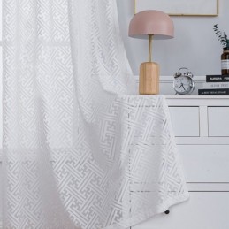 Cortinas Modernas De Tule Branco Para Quarto, Cortinas Transparentes Geométricas Feitas Sob Medida Para Janelas