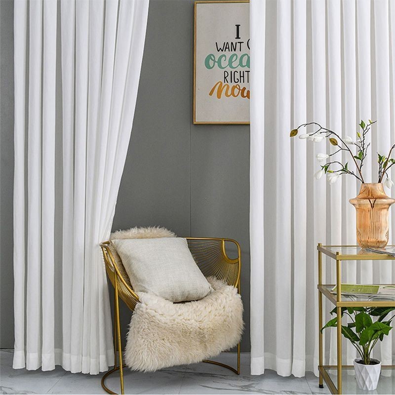 Cortinas De Tule Branco Para Quarto, Cortinas De Voile Transparente, Cor Sólida