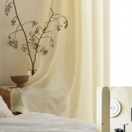Cortinas De Tule De Linho E Algodão Para Sala De Estar, Café, Cor Sólida