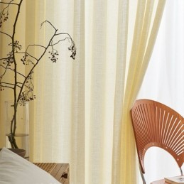 Cortinas De Tule De Linho E Algodão Para Sala De Estar, Café, Cor Sólida