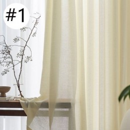 Cortinas De Tule De Linho E Algodão Para Sala De Estar, Café, Cor Sólida
