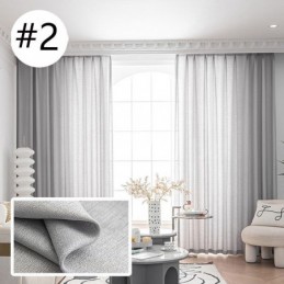 Cortinas De Tule De Linho E Algodão Para Sala De Estar, Café, Cor Sólida