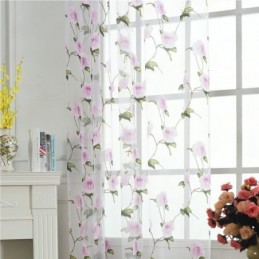 Cortinas Florais Transparentes Para Janelas, Cortinas De Tule, Decoração Para Casa, Divisória De Ambientes