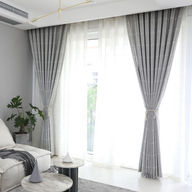 Cortinas Blackout Xadrez Com Isolamento Térmico Para Escurecimento De Ambientes