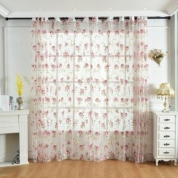 Cortinas Modernas De Tule Com Flores, Voile Transparente Pastoral Para Sala De Estar E Quarto
