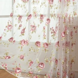 Cortinas Modernas De Tule Com Flores, Voile Transparente Pastoral Para Sala De Estar E Quarto