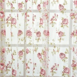 Cortinas Modernas De Tule Com Flores, Voile Transparente Pastoral Para Sala De Estar E Quarto