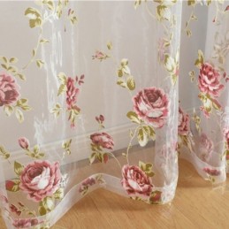 Cortinas Modernas De Tule Com Flores, Voile Transparente Pastoral Para Sala De Estar E Quarto