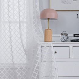 Cortinas Brancas Transparentes Com Losangos Para Janela Da Sala De Estar E Quarto