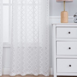 Cortinas Brancas Transparentes Com Losangos Para Janela Da Sala De Estar E Quarto