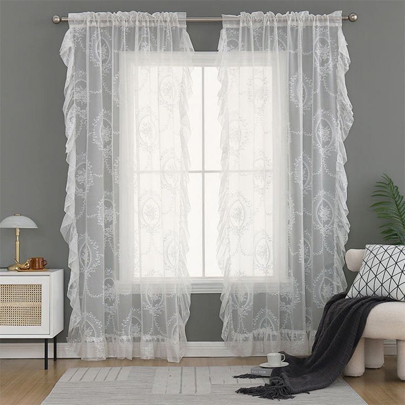 Cortinas Coreanas De Tule Transparente, Cortina Bordada Sob Medida Para Sala De Estar, Sala De Jantar E Quarto