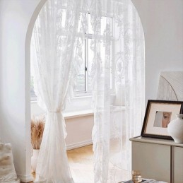 Cortinas Coreanas De Tule Transparente, Cortina Bordada Sob Medida Para Sala De Estar, Sala De Jantar E Quarto