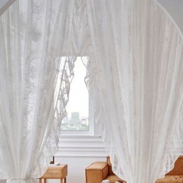 Cortinas Coreanas De Tule Transparente, Cortina Bordada Sob Medida Para Sala De Estar, Sala De Jantar E Quarto