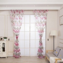 Cortina Transparente Europeia Feita Sob Medida, Cortina Rústica De Tule Com Flores Para Sala De Estar E Quarto