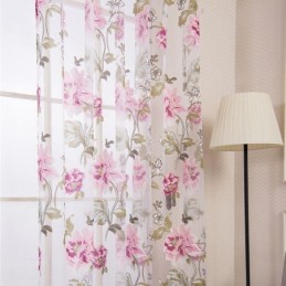 Cortina Transparente Europeia Feita Sob Medida, Cortina Rústica De Tule Com Flores Para Sala De Estar E Quarto
