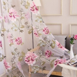 Cortina Transparente Europeia Feita Sob Medida, Cortina Rústica De Tule Com Flores Para Sala De Estar E Quarto