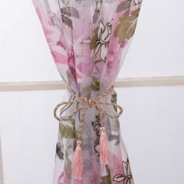 Cortina Transparente Europeia Feita Sob Medida, Cortina Rústica De Tule Com Flores Para Sala De Estar E Quarto