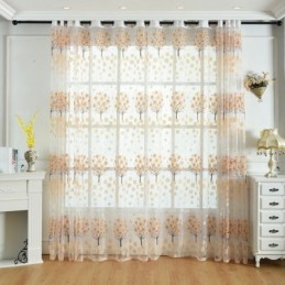 Cortinas Transparentes Modernas Com Tule Floral Para Sala De Estar