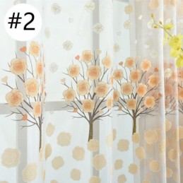 Cortinas Transparentes Modernas Com Tule Floral Para Sala De Estar