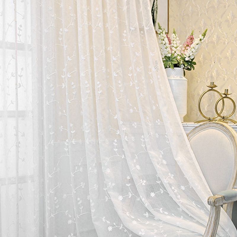 Cortinas De Tule Bordadas Com Plantas Para Janelas Decorativas Para Quarto